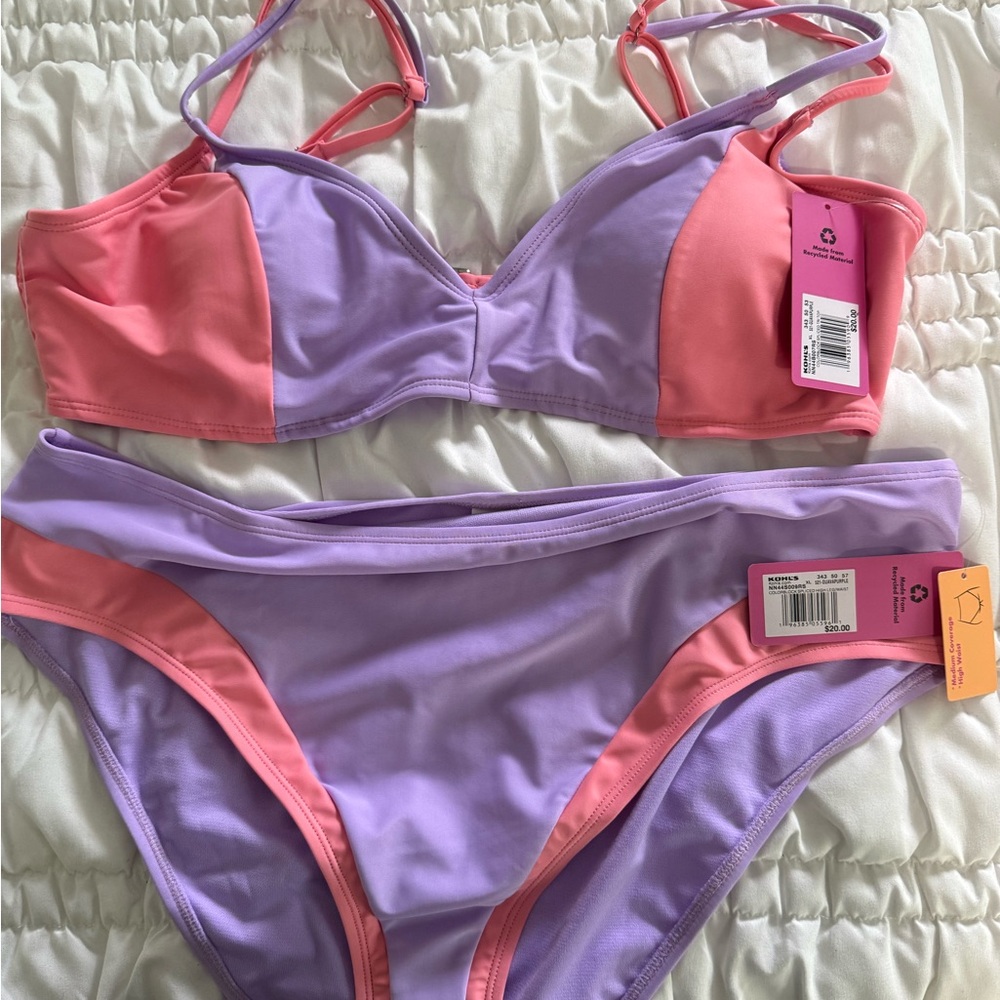 Kohl's Pink and Lavender Bikini Set